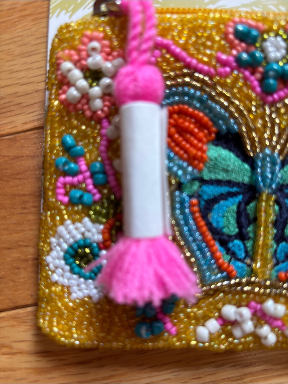 Gold Beaded Butterfly Coin Purse - Picture 3 of 5